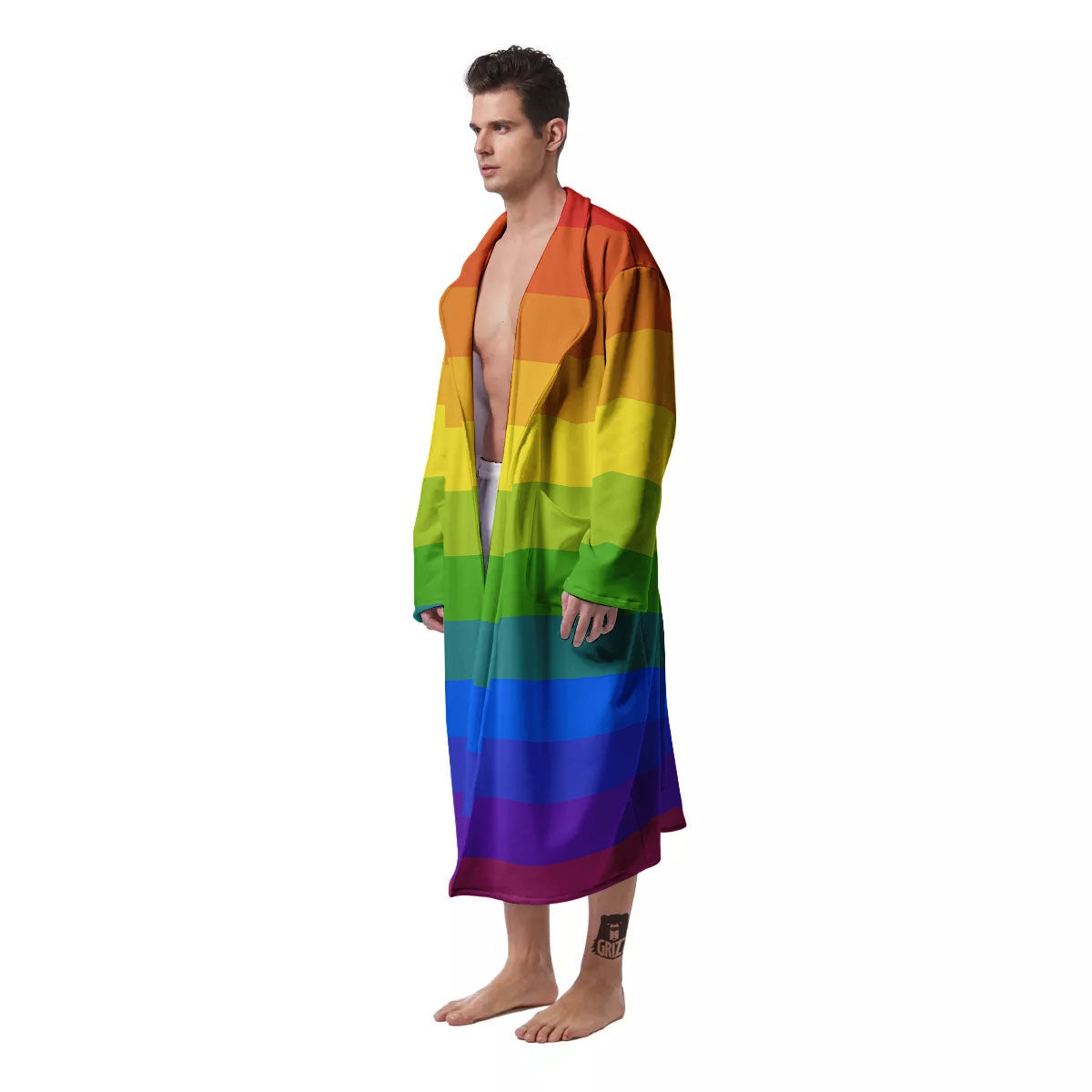 Rainbow Flag LGBT Pride Print Men's Robe-grizzshop