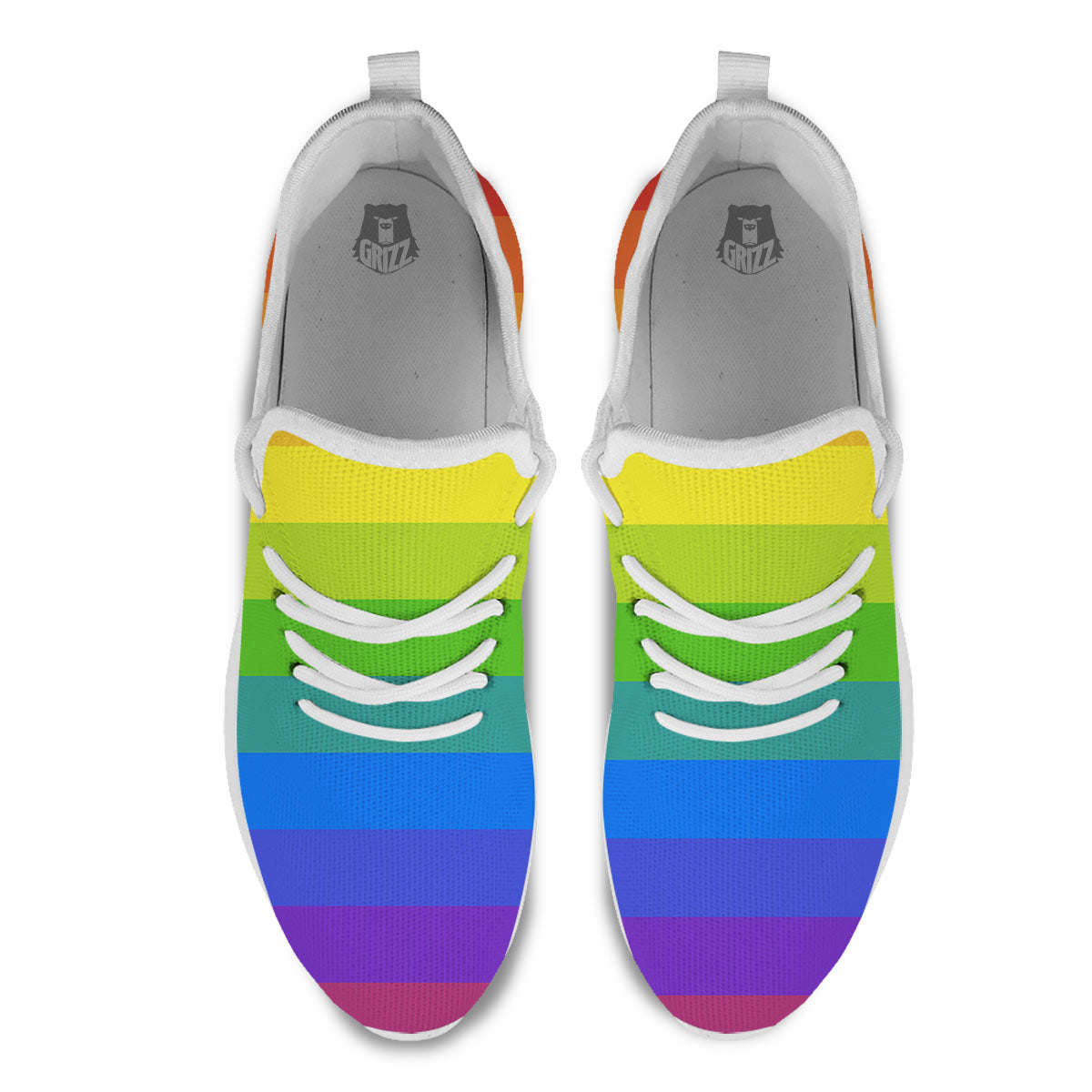 Rainbow Flag LGBT Pride Print White Athletic Shoes-grizzshop