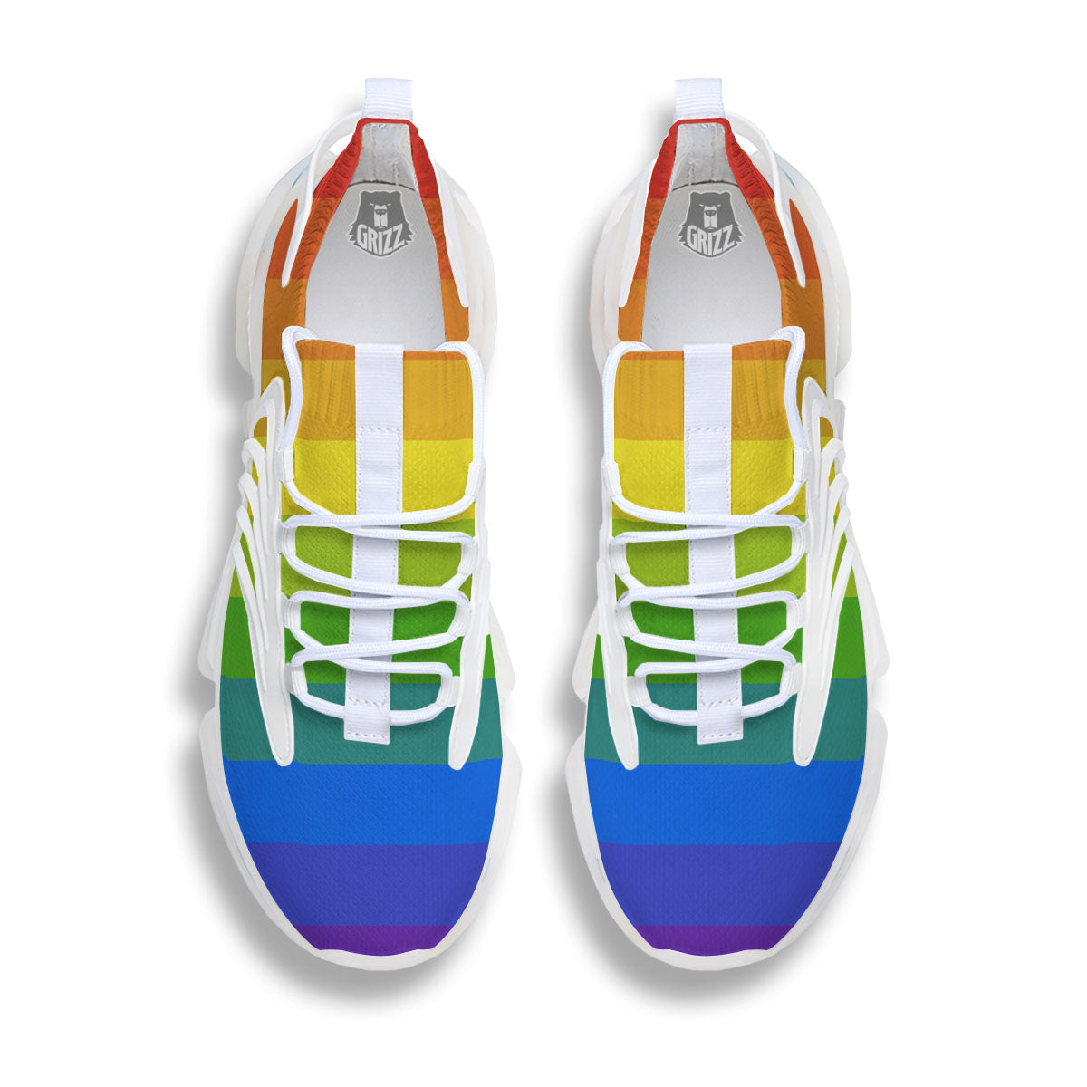 Rainbow Flag LGBT Pride Print White Gym Shoes-grizzshop