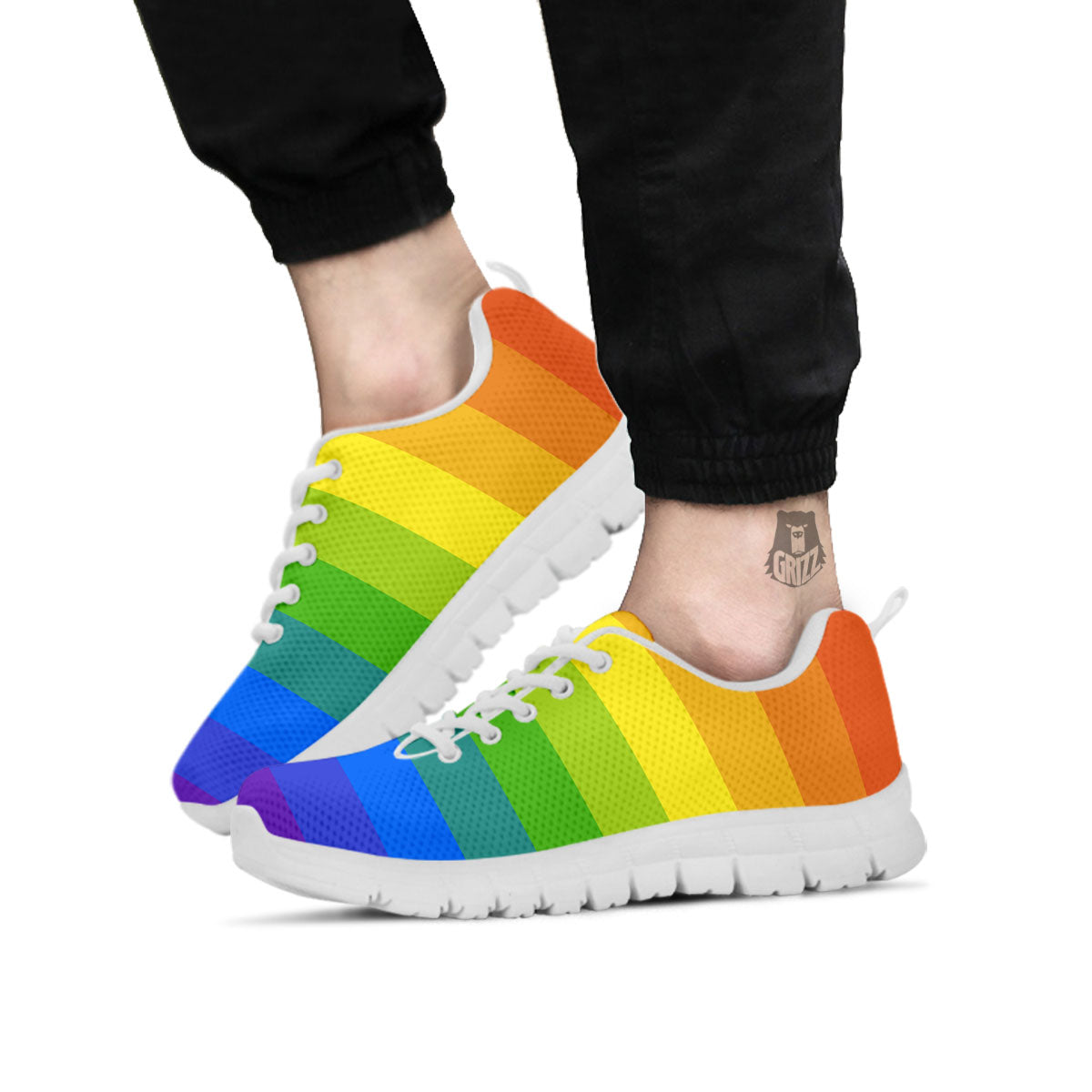 Rainbow Flag LGBT Pride Print White Sneaker-grizzshop