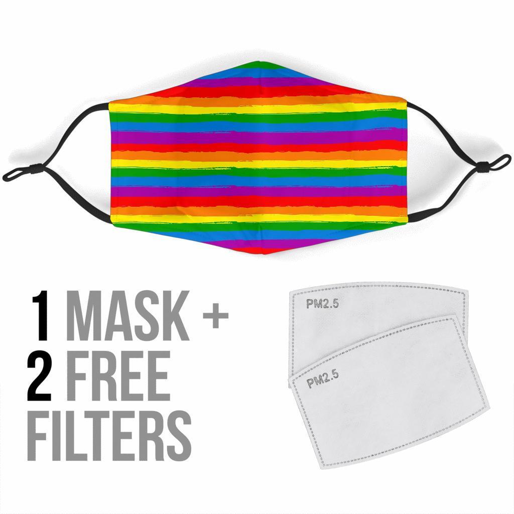 Rainbow Flag Lgbt Patterm Print Face Mask-grizzshop