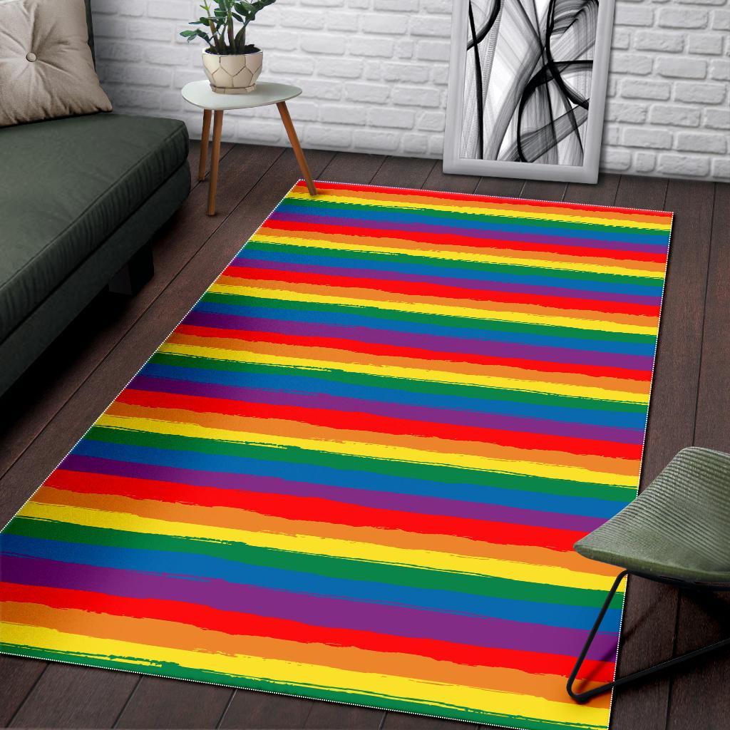 Rainbow Flag Lgbt Patterm Print Floor Mat-grizzshop