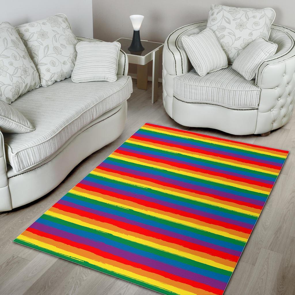 Rainbow Flag Lgbt Patterm Print Floor Mat-grizzshop