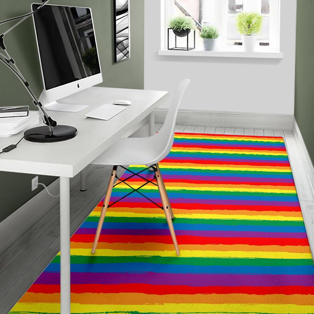 Rainbow Flag Lgbt Patterm Print Floor Mat-grizzshop