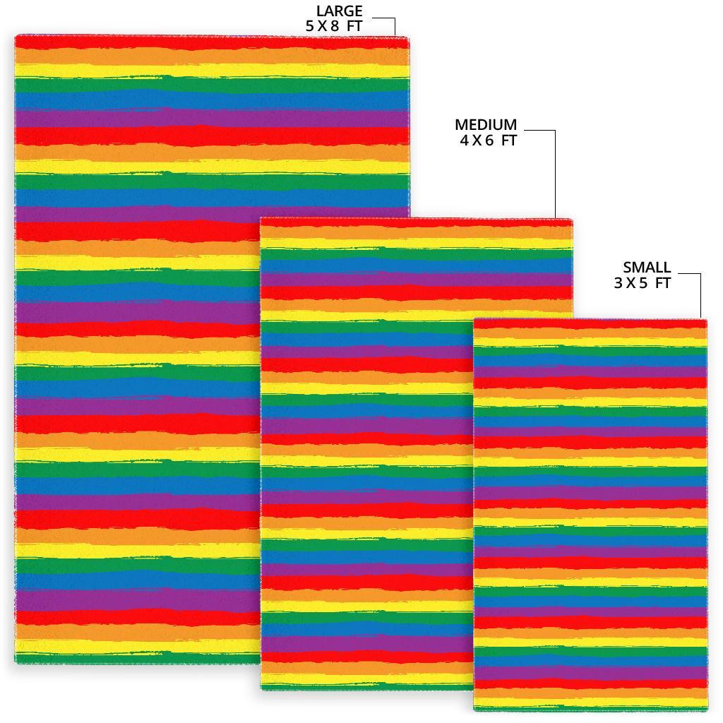 Rainbow Flag Lgbt Patterm Print Floor Mat-grizzshop