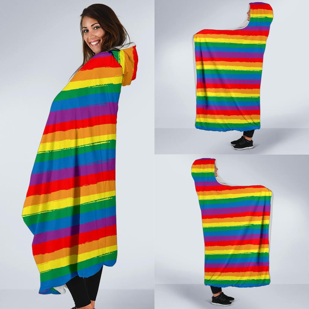 Rainbow Flag Lgbt Patterm Print Hooded Blanket-grizzshop