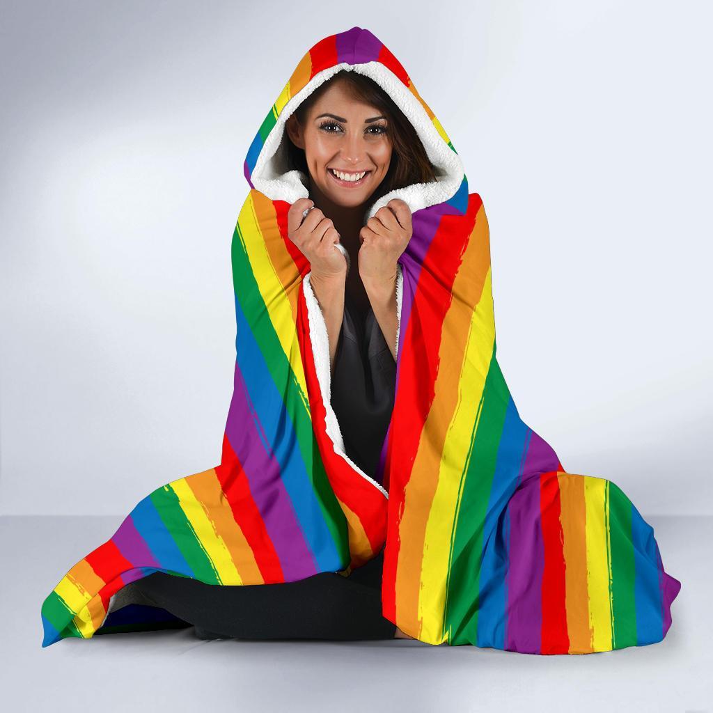 Rainbow Flag Lgbt Patterm Print Hooded Blanket-grizzshop