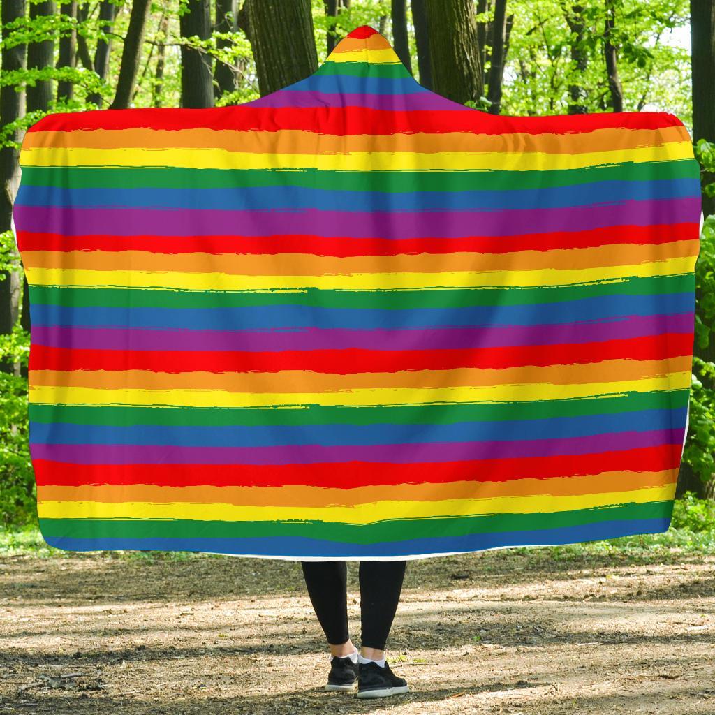 Rainbow Flag Lgbt Patterm Print Hooded Blanket-grizzshop