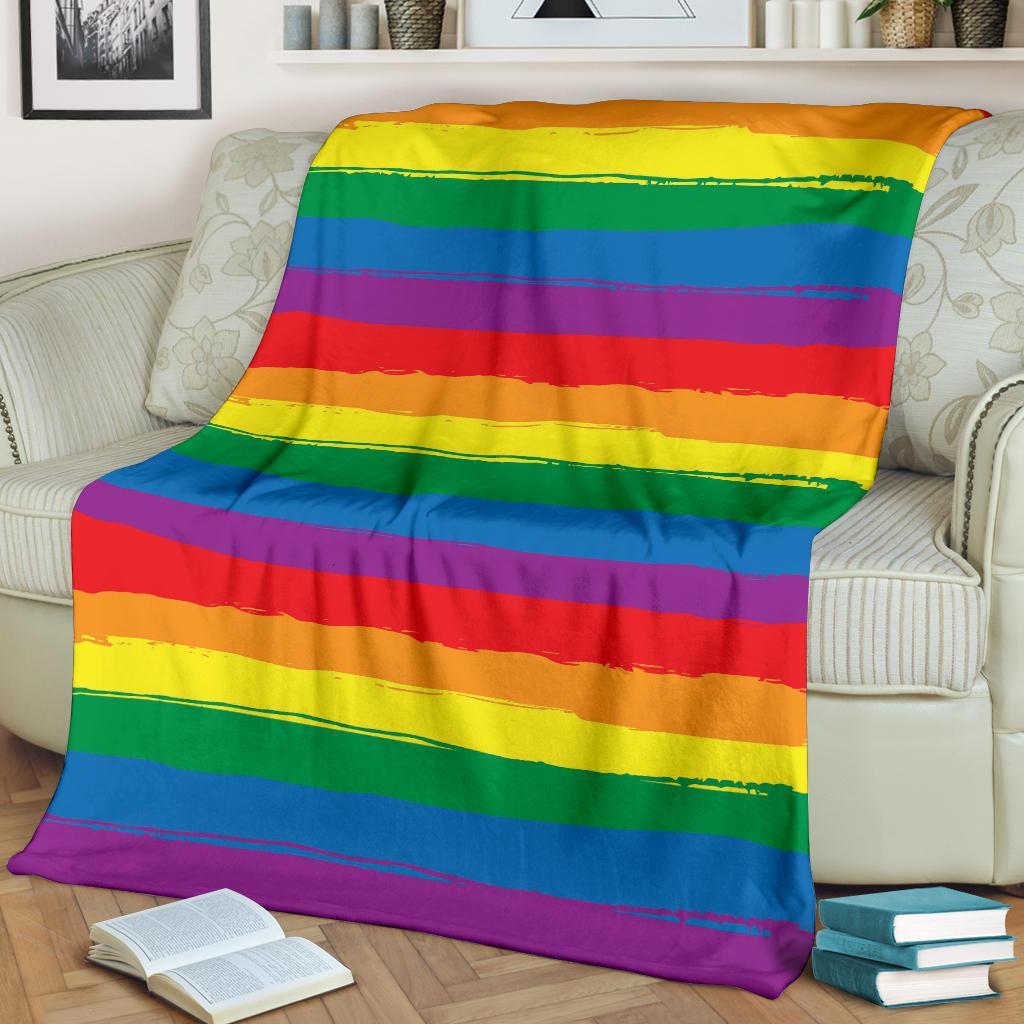 Rainbow Flag Lgbt Pride Pattern Print Blanket-grizzshop