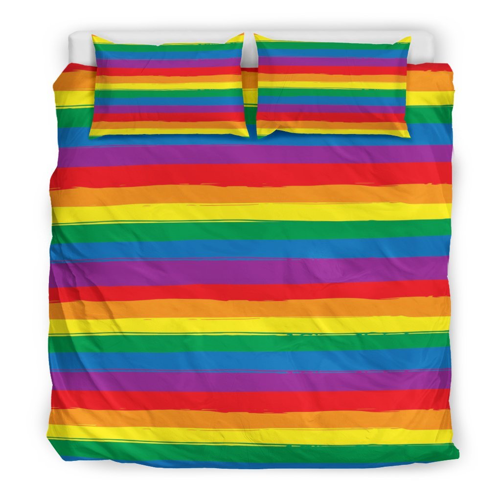 Rainbow Flag Lgbt Pride Pattern Print Duvet Cover Bedding Set-grizzshop
