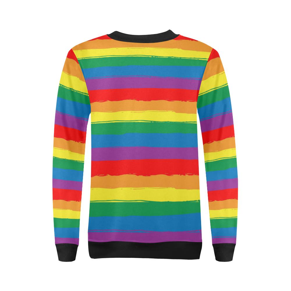 Rainbow Flag Lgbt Pride Pattern Print Women Crewneck Sweatshirt-grizzshop