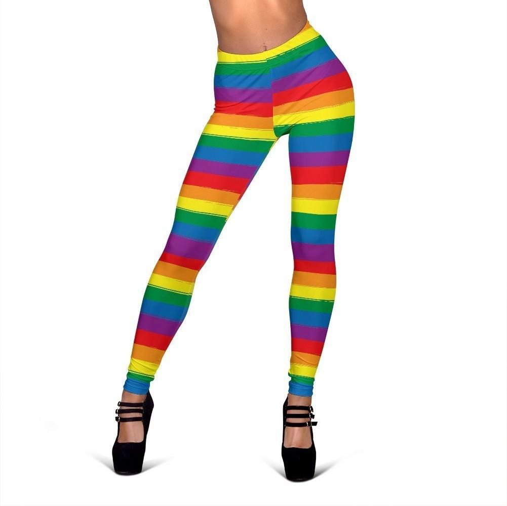 Rainbow Flag Lgbt Pride Pattern Print Women Leggings-grizzshop