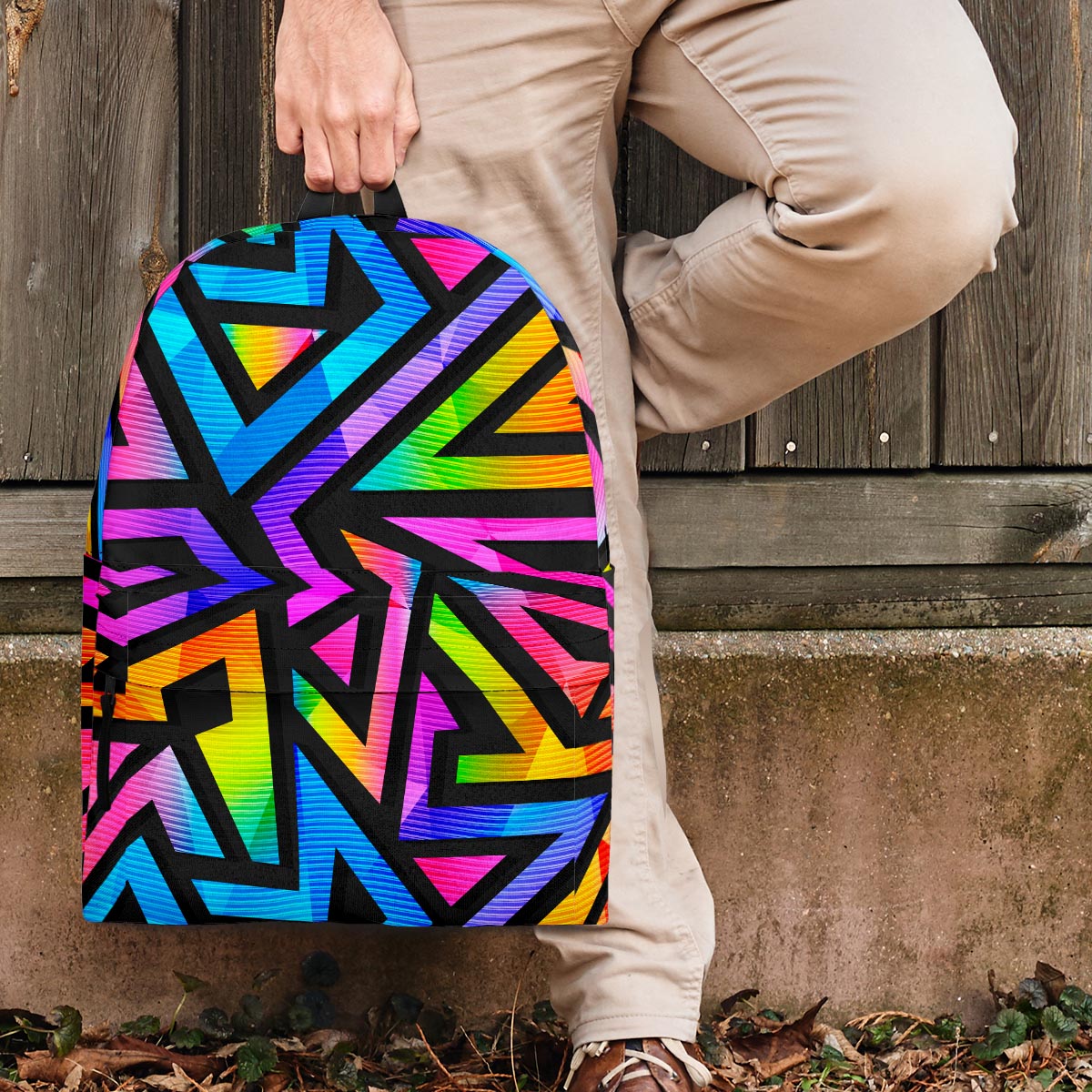 Rainbow Geometric Abstract Backpack-grizzshop