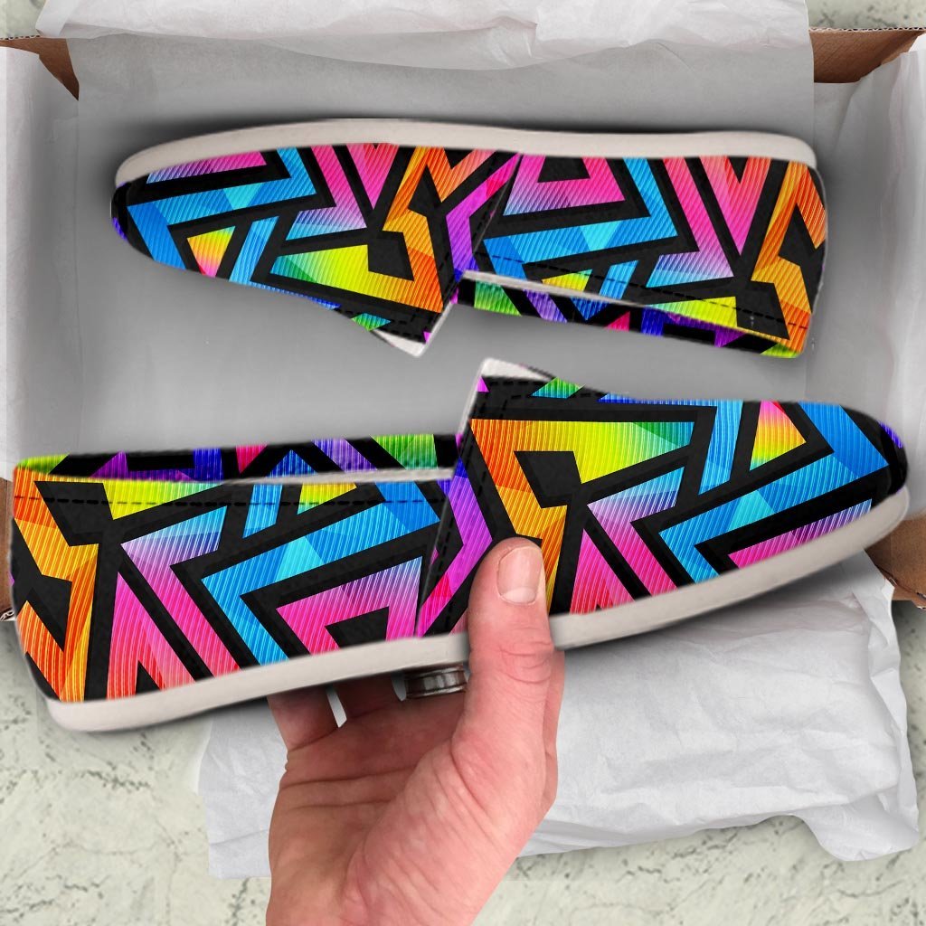 Rainbow Geometric Abstract Canvas Shoes-grizzshop
