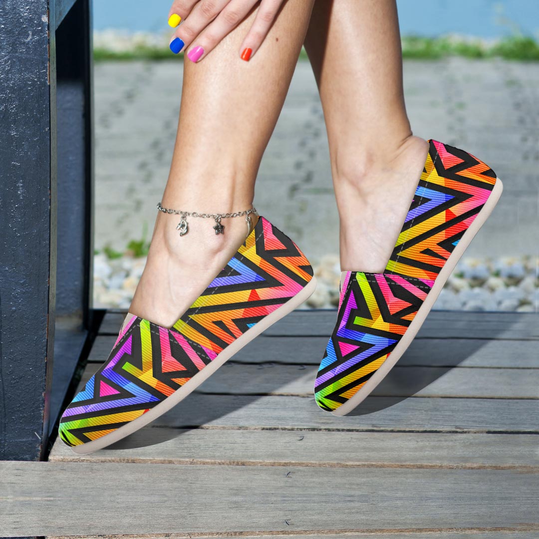 Rainbow Geometric Abstract Canvas Shoes-grizzshop