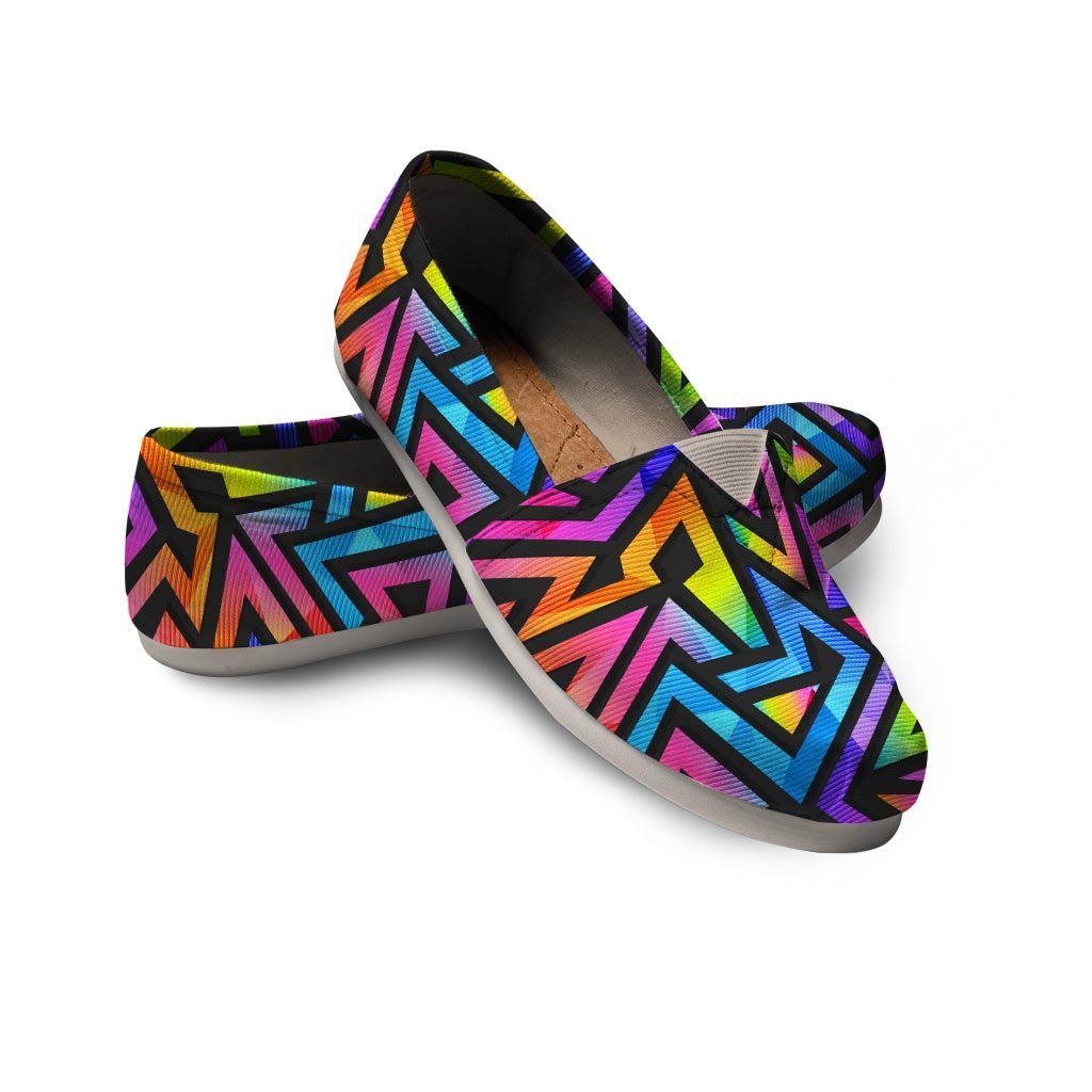 Rainbow Geometric Abstract Canvas Shoes-grizzshop