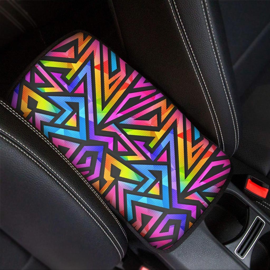 Rainbow Geometric Abstract Car Console Cover-grizzshop