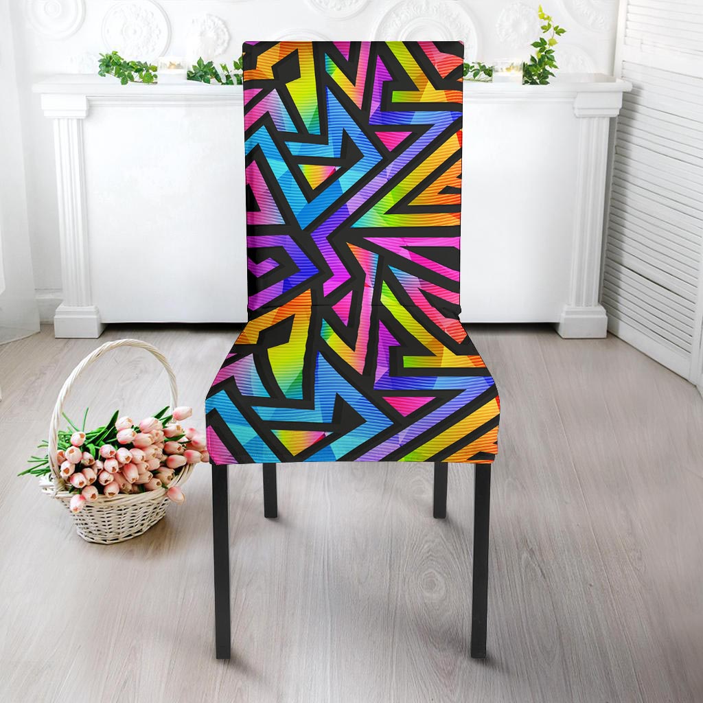 Rainbow Geometric Abstract Chair Cover-grizzshop