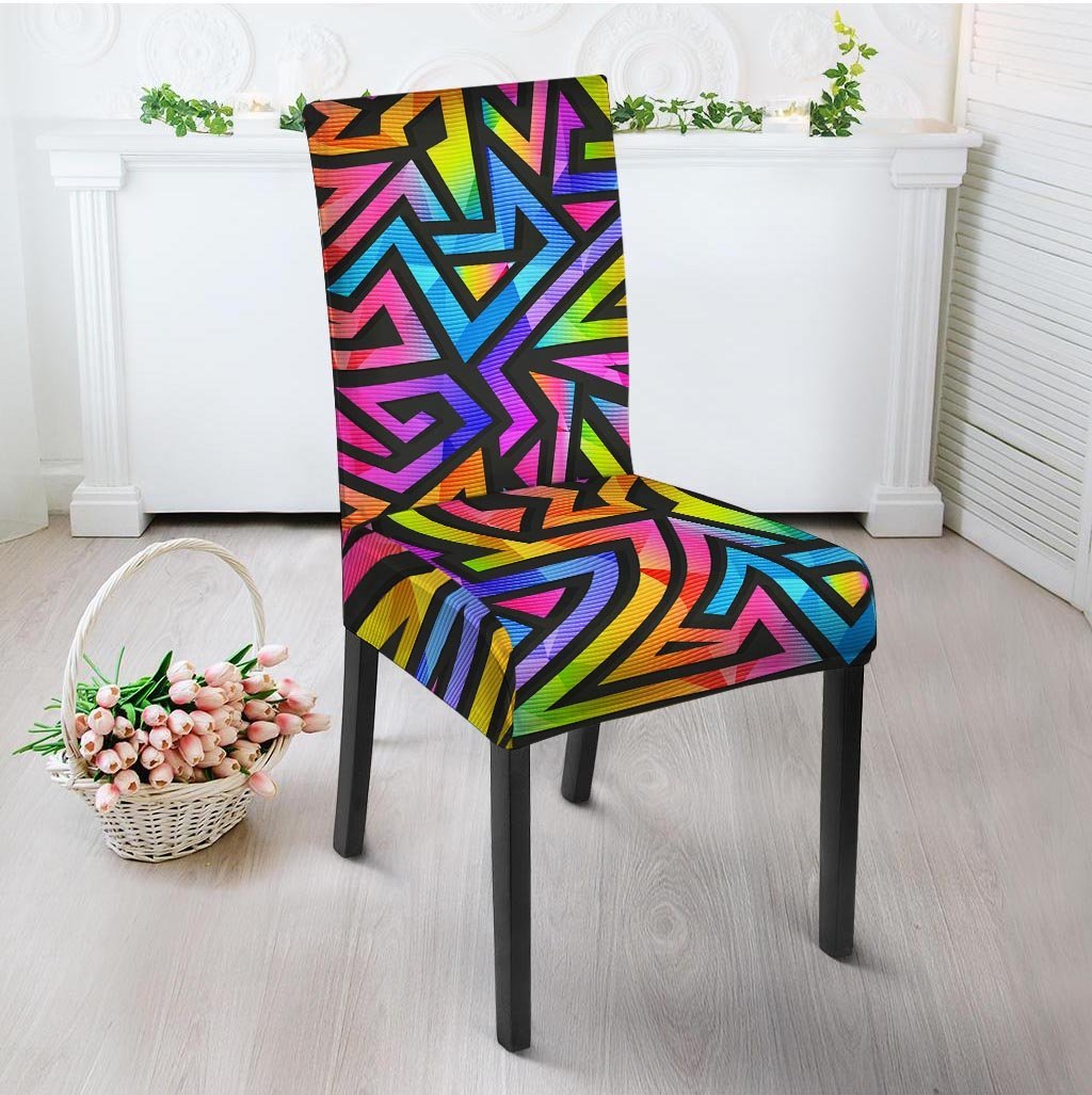 Rainbow Geometric Abstract Chair Cover-grizzshop