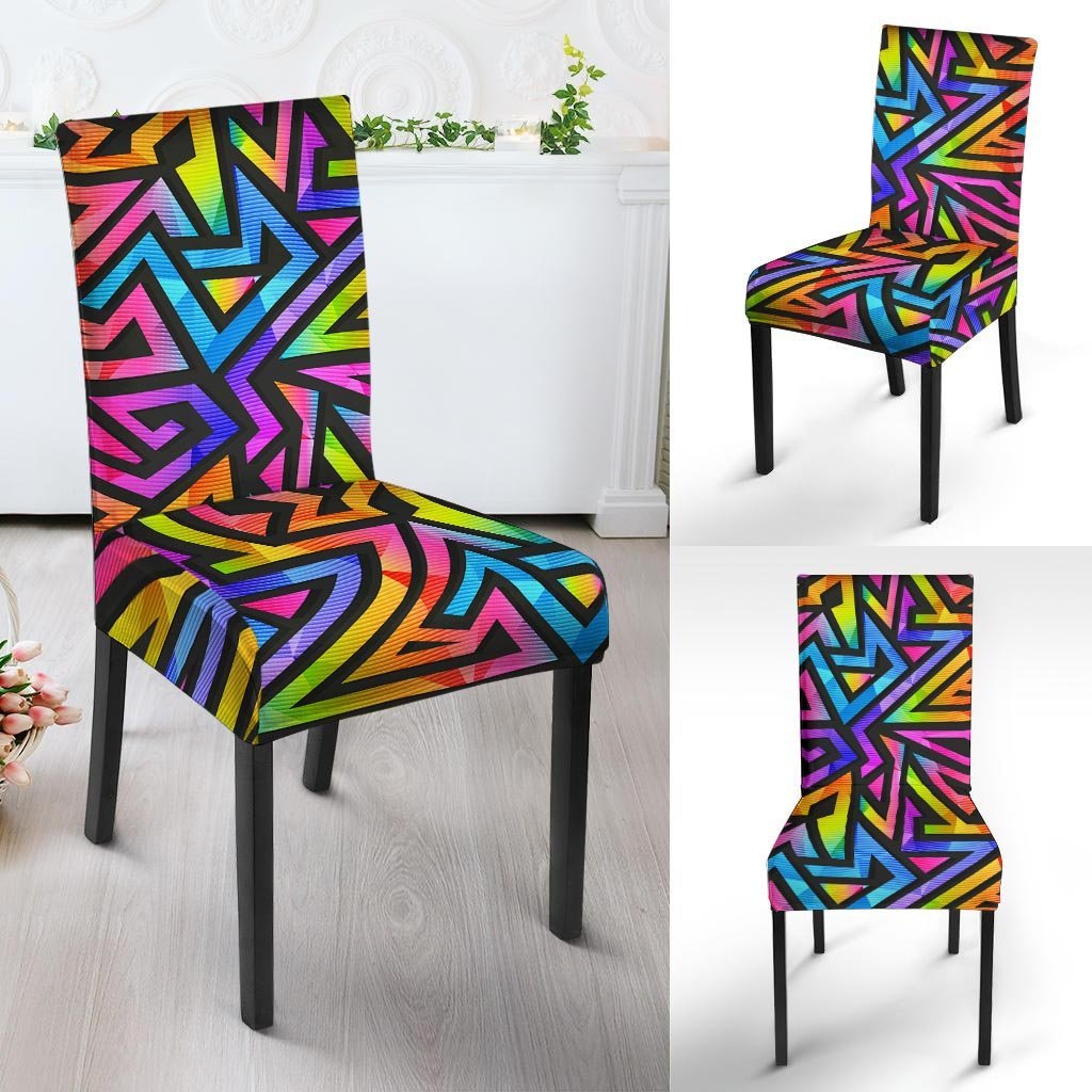 Rainbow Geometric Abstract Chair Cover-grizzshop