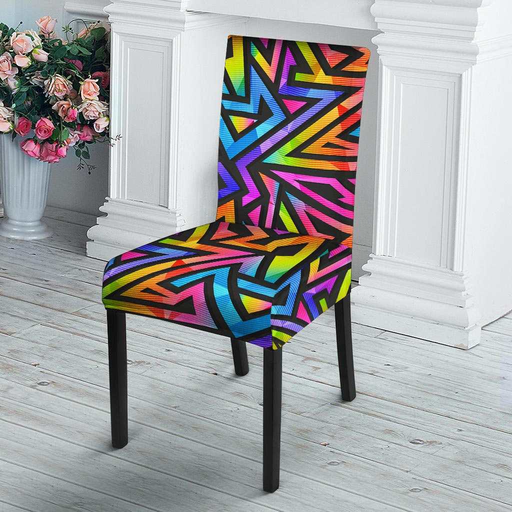 Rainbow Geometric Abstract Chair Cover-grizzshop
