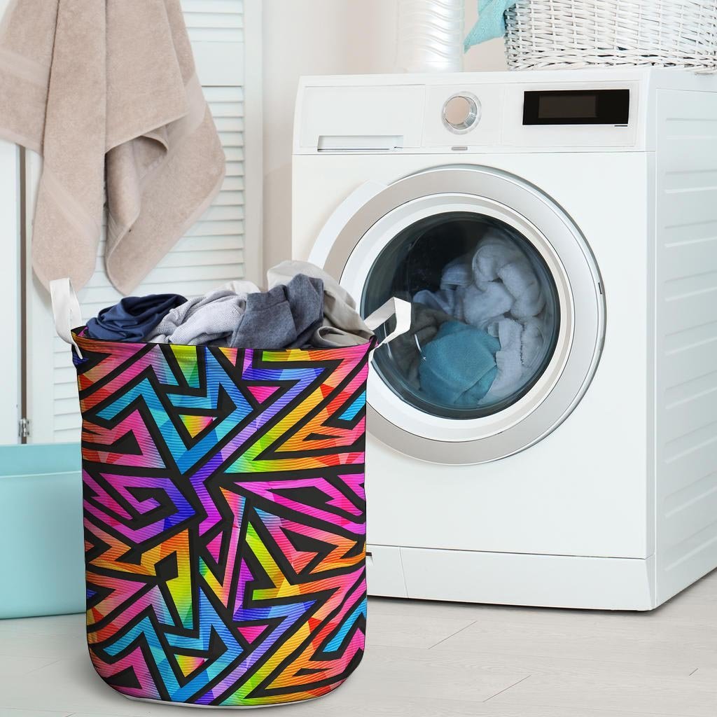 Rainbow Geometric Abstract Laundry Basket-grizzshop