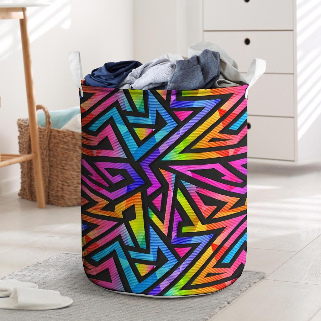 Rainbow Geometric Abstract Laundry Basket-grizzshop
