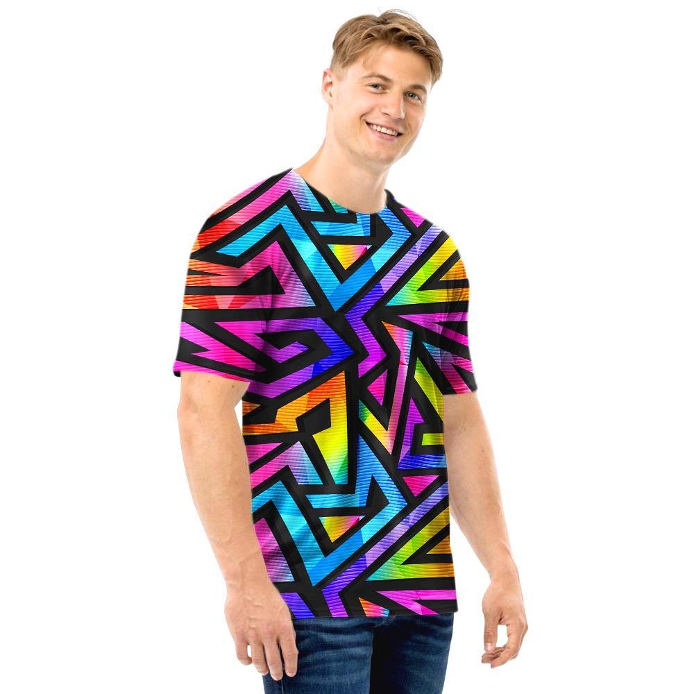 Rainbow Geometric Abstract Men T Shirt-grizzshop