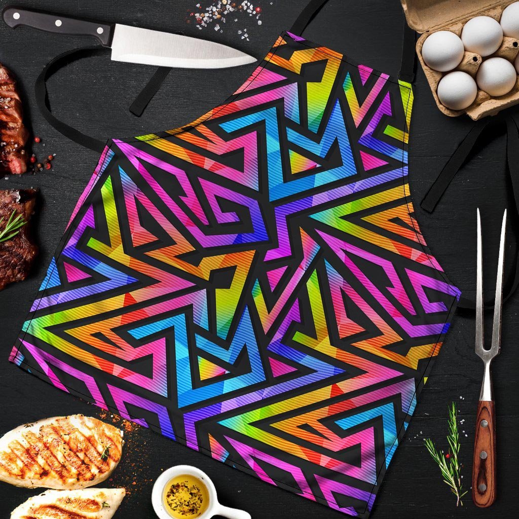 Rainbow Geometric Abstract Men's Apron-grizzshop