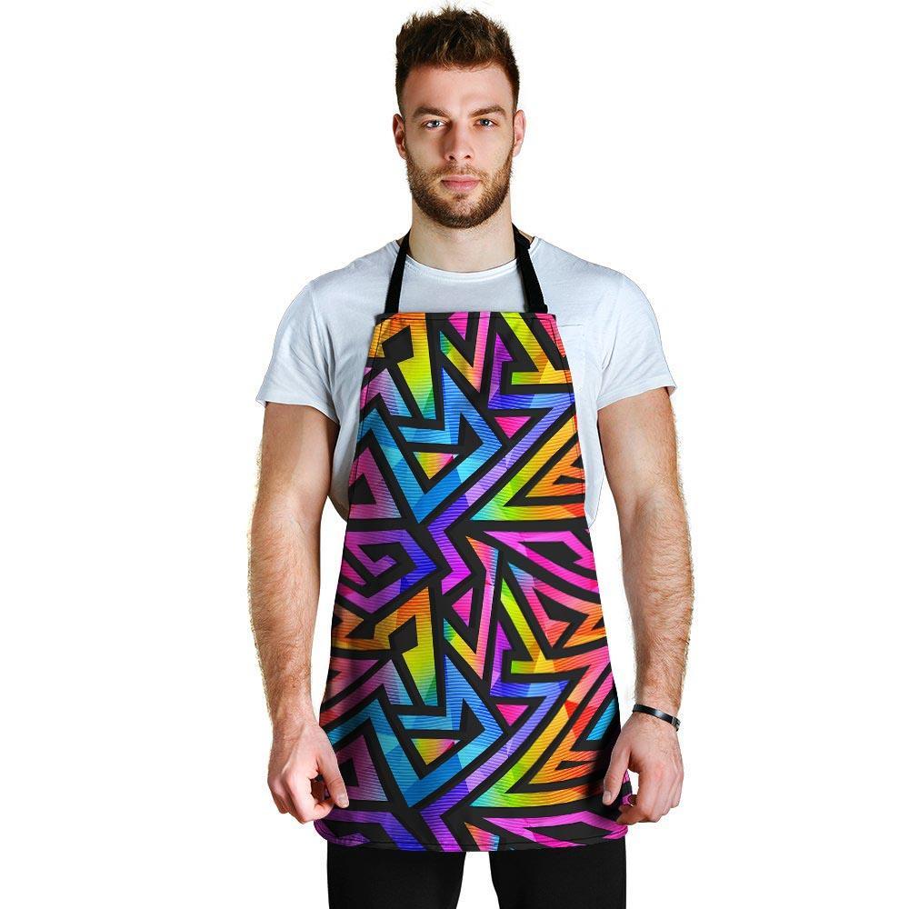 Rainbow Geometric Abstract Men's Apron-grizzshop