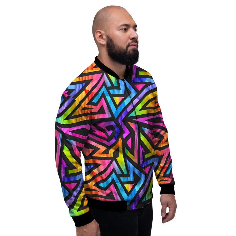 Rainbow Geometric Abstract Men's Bomber Jacket-grizzshop