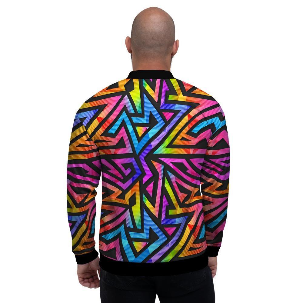 Rainbow Geometric Abstract Men's Bomber Jacket-grizzshop