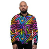 Rainbow Geometric Abstract Men's Bomber Jacket-grizzshop