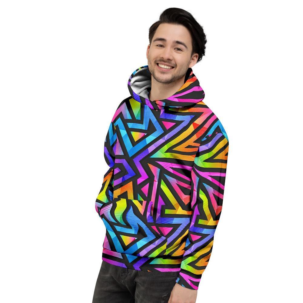 Rainbow Geometric Abstract Men's Hoodie-grizzshop