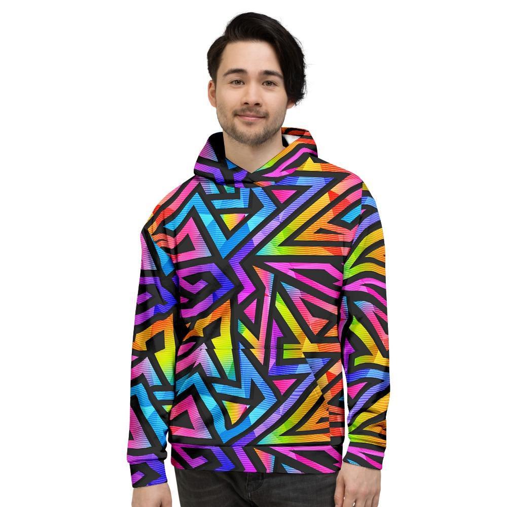 Rainbow Geometric Abstract Men's Hoodie-grizzshop