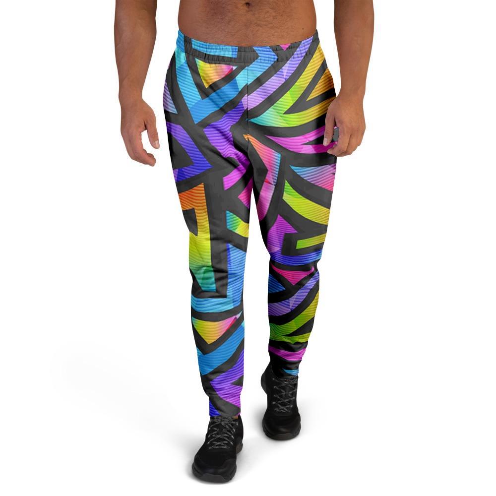 Rainbow Geometric Abstract Men's Joggers-grizzshop
