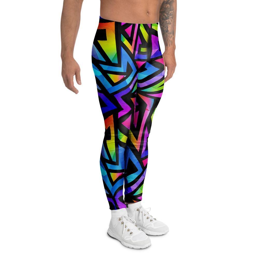 Rainbow Geometric Abstract Men's Leggings-grizzshop