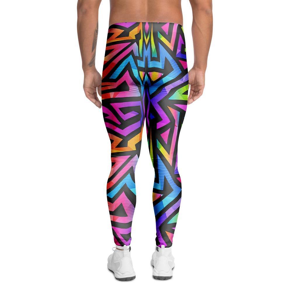 Rainbow Geometric Abstract Men's Leggings-grizzshop