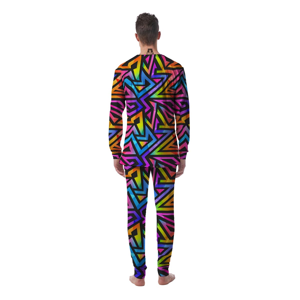 Rainbow Geometric Abstract Men's Pajamas-grizzshop