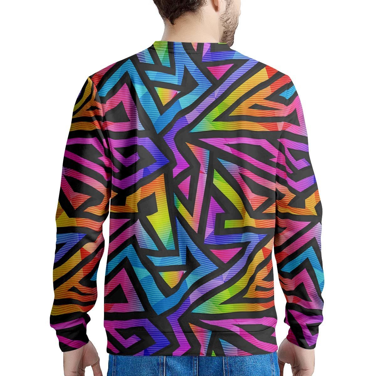 Rainbow Geometric Abstract Men's Sweatshirt-grizzshop