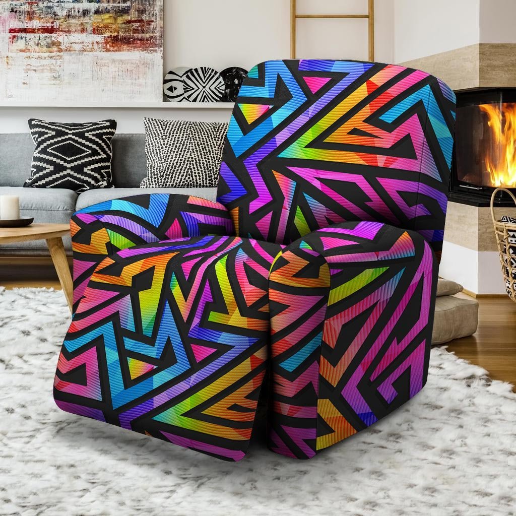 Rainbow Geometric Abstract Recliner Cover-grizzshop