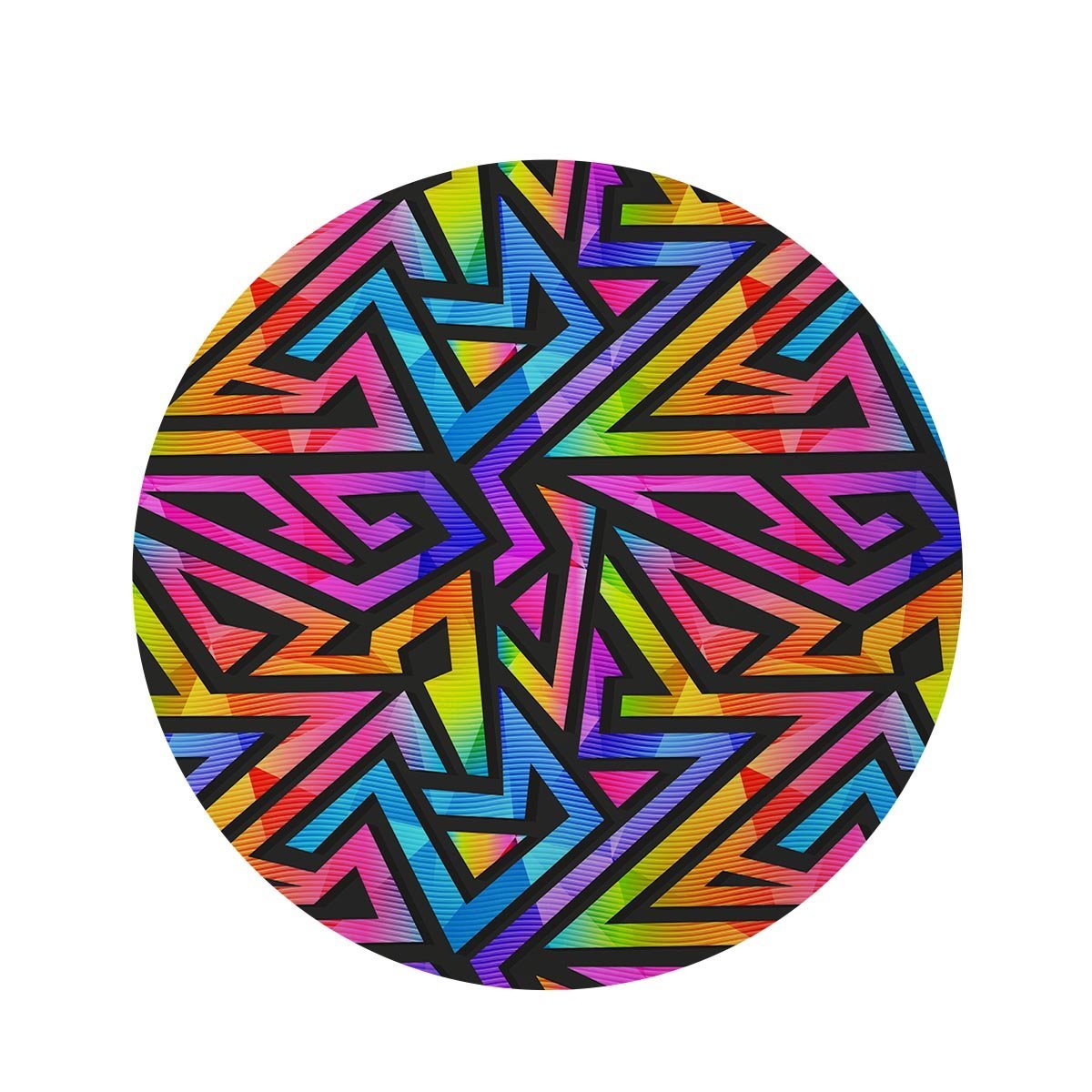 Rainbow Geometric Abstract Round Rug-grizzshop