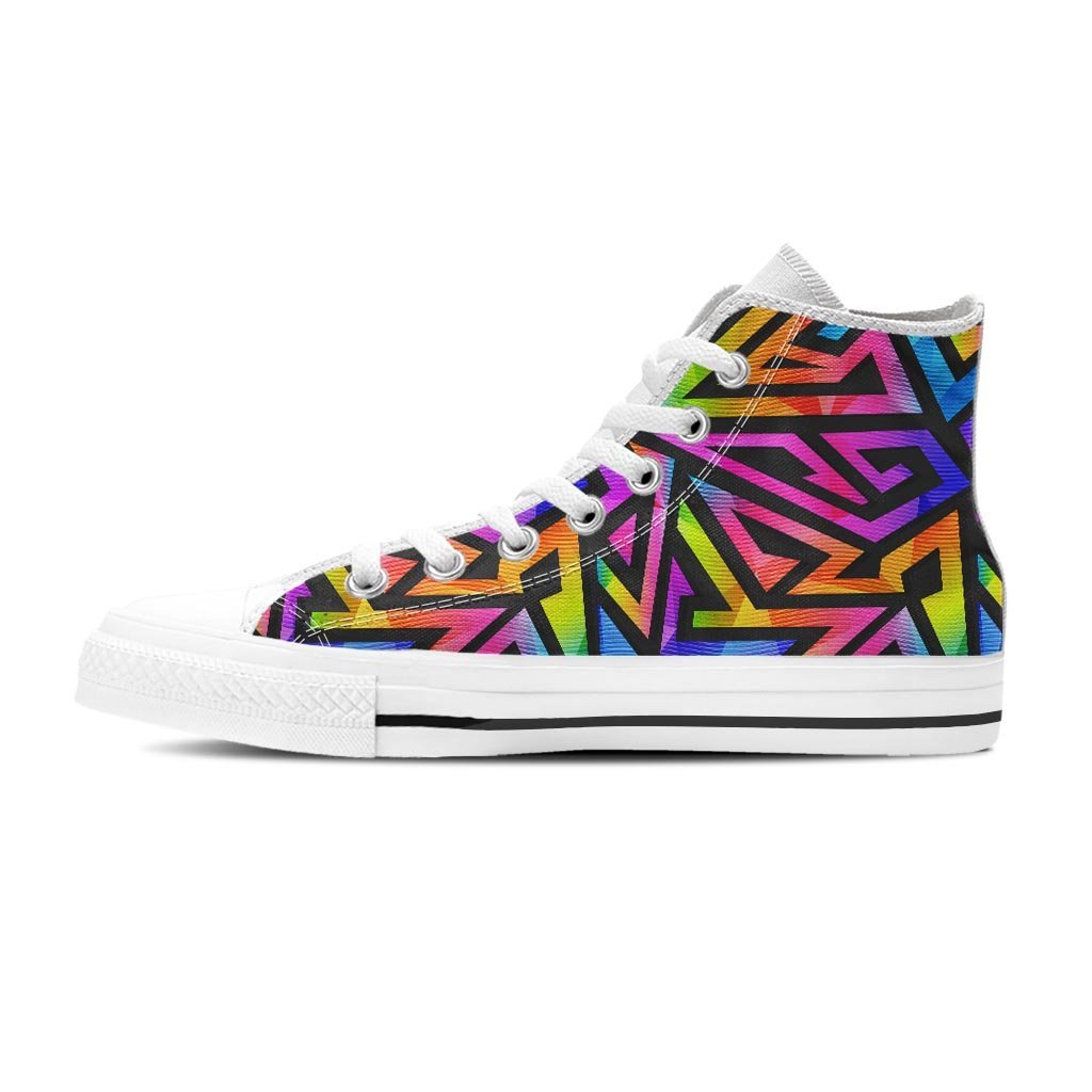 Rainbow Geometric Abstract Women's High Top Shoes-grizzshop