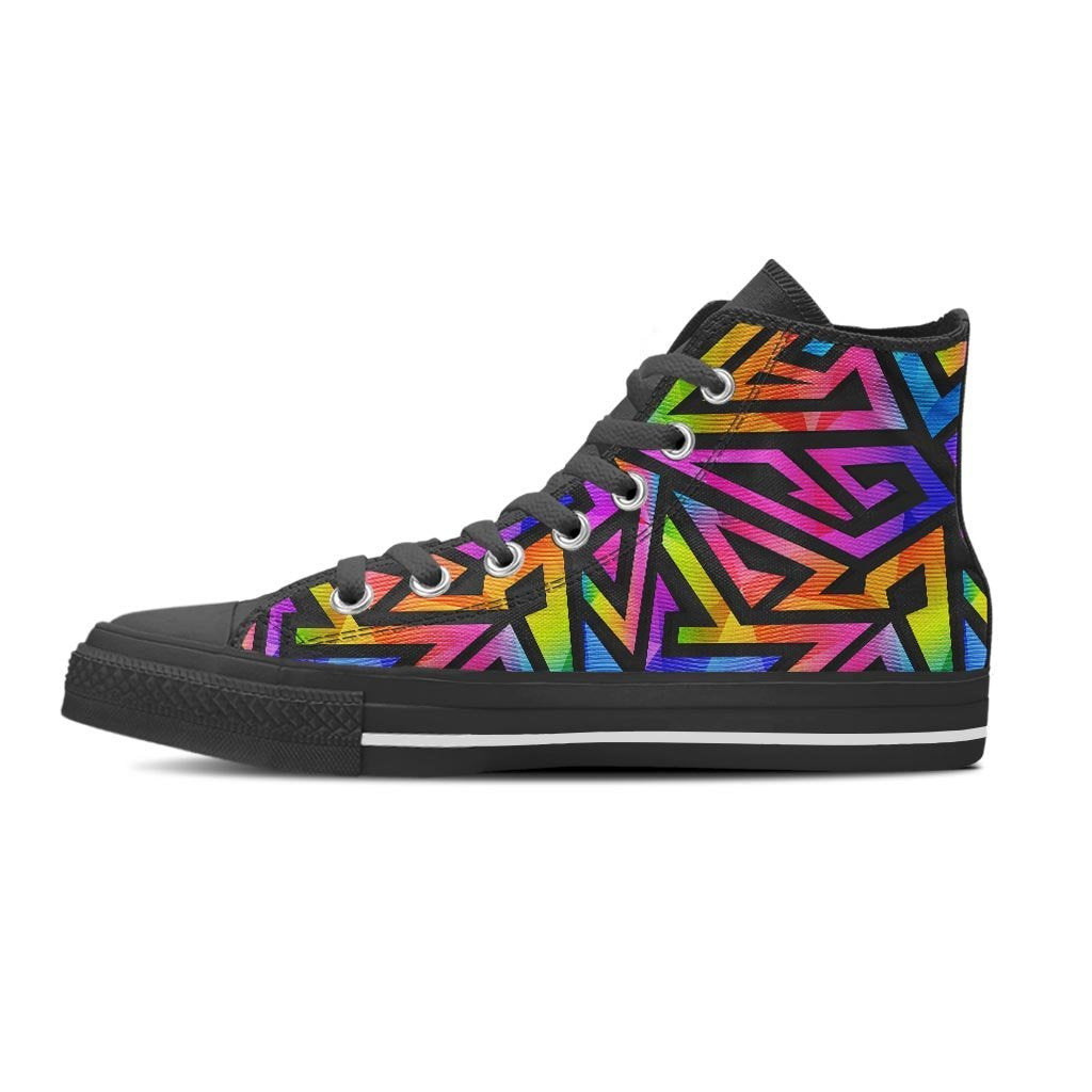 Rainbow Geometric Abstract Women's High Top Shoes-grizzshop
