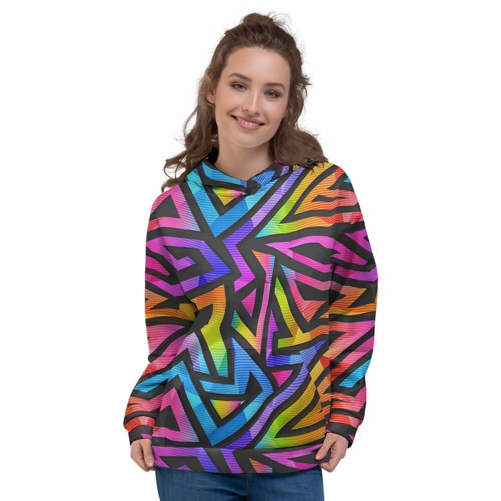 Rainbow Geometric Abstract Women's Hoodie-grizzshop