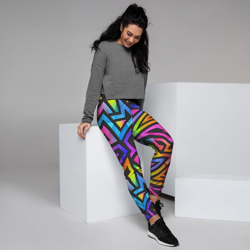 Rainbow Geometric Abstract Women's Joggers-grizzshop