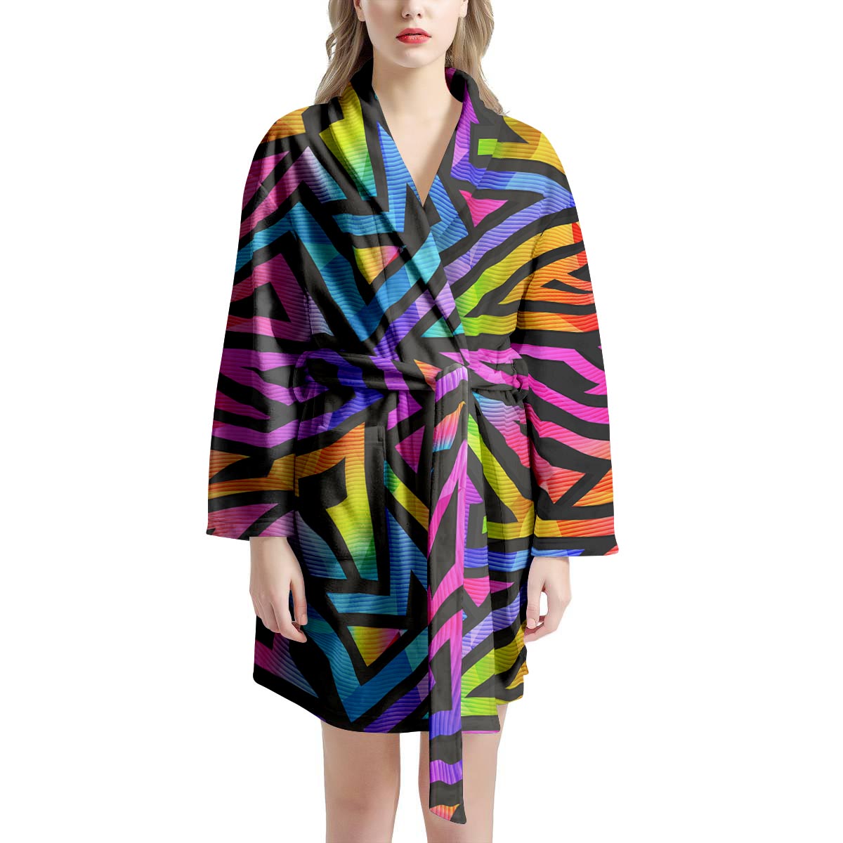 Rainbow Geometric Abstract Women's Robe-grizzshop