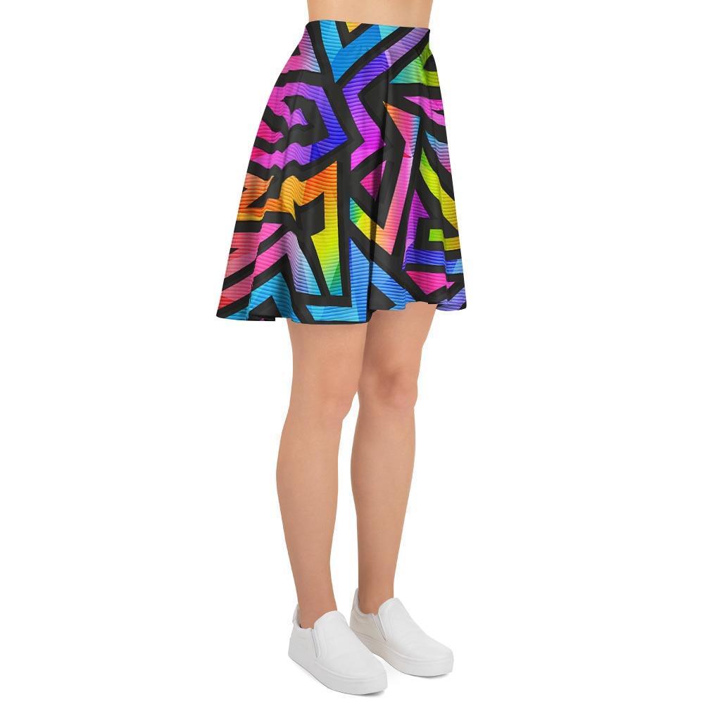 Rainbow Geometric Abstract Women's Skirt-grizzshop