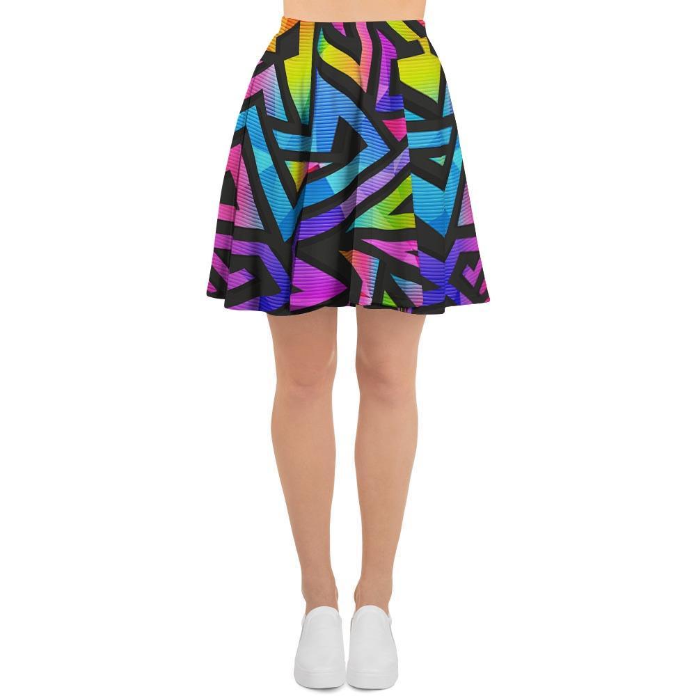 Rainbow Geometric Abstract Women's Skirt-grizzshop