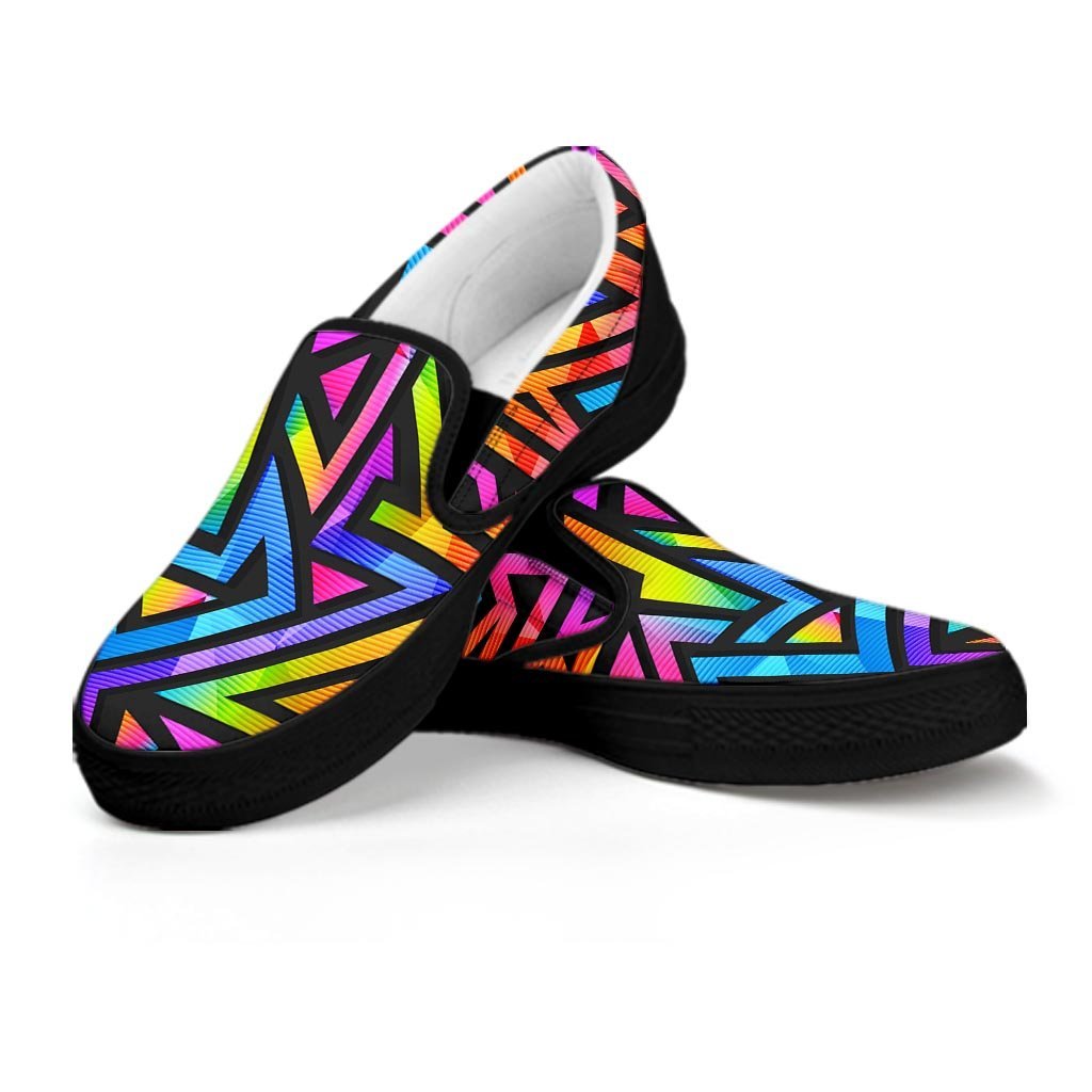 Rainbow Geometric Abstract Women's Slip On Sneakers-grizzshop
